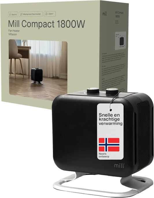 Mill Compact Fan Heater (Zwart, 5-30 m²)