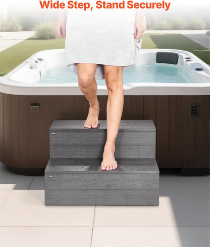 VEVOR Hot Tub Step, 2-traps Spa Outdoor Trap, Heavy Duty 635 mm brede HEUPEN Bovengronds Opblaasbare Zwembadladder met 600 Lbs Gewichtscapaciteit, Multifunctioneel voor veranda, terras, terras, terras
