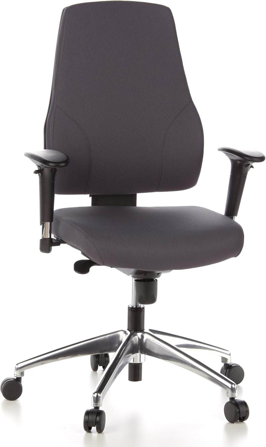 hjh OFFICE PRO-TEC 200 Bureaustoel, Ergonomische Rugleuning in 5 Standen Verstelbaar, In Hoogte Verstelbare Armleuningen met Softpads, Antraciet