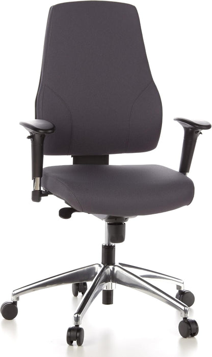 hjh OFFICE PRO-TEC 200 Bureaustoel, Ergonomische Rugleuning in 5 Standen Verstelbaar, In Hoogte Verstelbare Armleuningen met Softpads, Antraciet