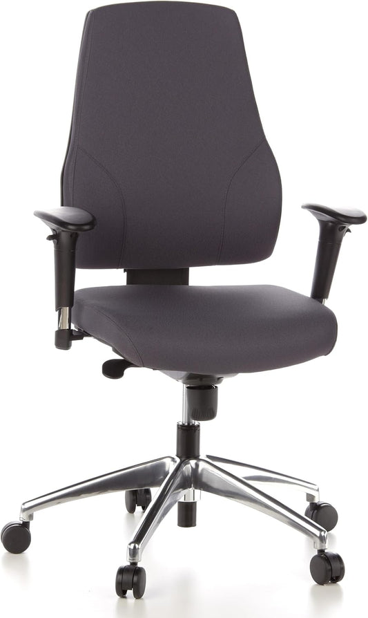 hjh OFFICE PRO-TEC 200 Bureaustoel, Ergonomische Rugleuning in 5 Standen Verstelbaar, In Hoogte Verstelbare Armleuningen met Softpads, Antraciet