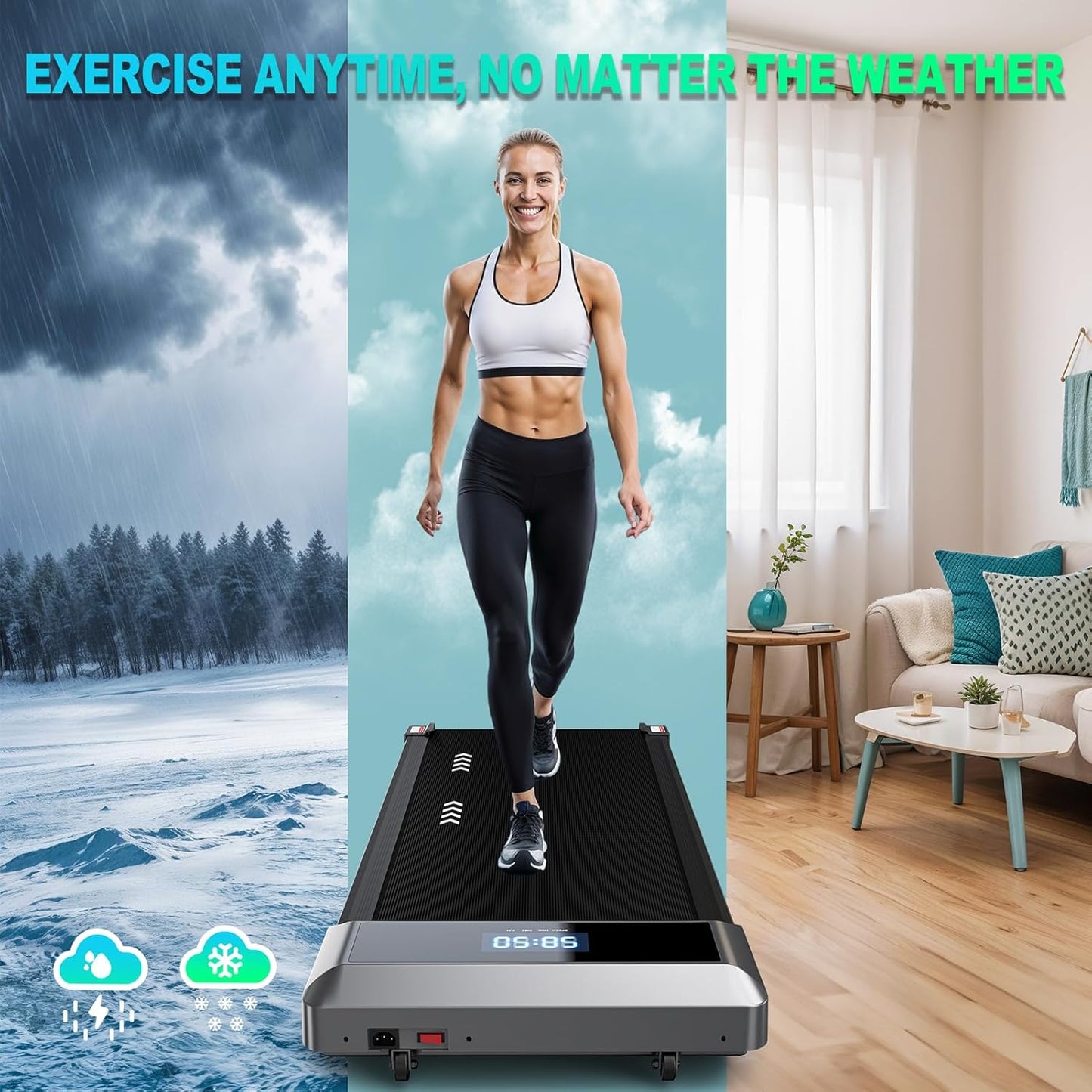Loopband - Elektrische Loopband - Wandelpad - Wandel-Joggingmachine - met 6.5% Helling - Bluetooth-Verbinding - 2.25 pk - 1-6 km/u - 7-laagse Loopoppervlak - Zwart