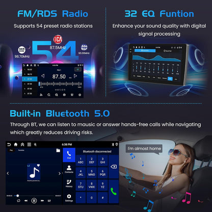 Autoradio – Auto Radio – Multimedia Radio – 1-DIN Autoradio – Bluetooth Radio – 9-Inch In-Cell Touchscreen – Draadloze CarPlay & Android Auto