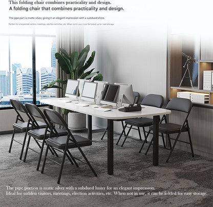 Klapstoel - Vouwstoel - Eettafelstoelen - Set van 4 - Opklapbare Stoelen - Draagbare - Makkelijk  Opbergbare - met Metalen Frame - voor Binnen - Buiten - Kantoor - Kamperen - Vinyl - 46 x 46 x 75 cm - Zwart