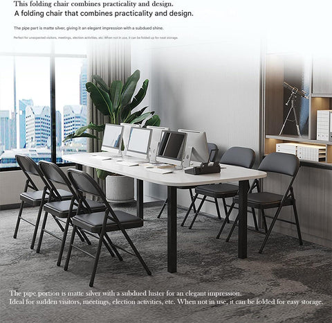 Klapstoel - Vouwstoel - Eettafelstoelen - Set van 4 - Opklapbare Stoelen - Draagbare - Makkelijk  Opbergbare - met Metalen Frame - voor Binnen - Buiten - Kantoor - Kamperen - Vinyl - 46 x 46 x 75 cm - Zwart