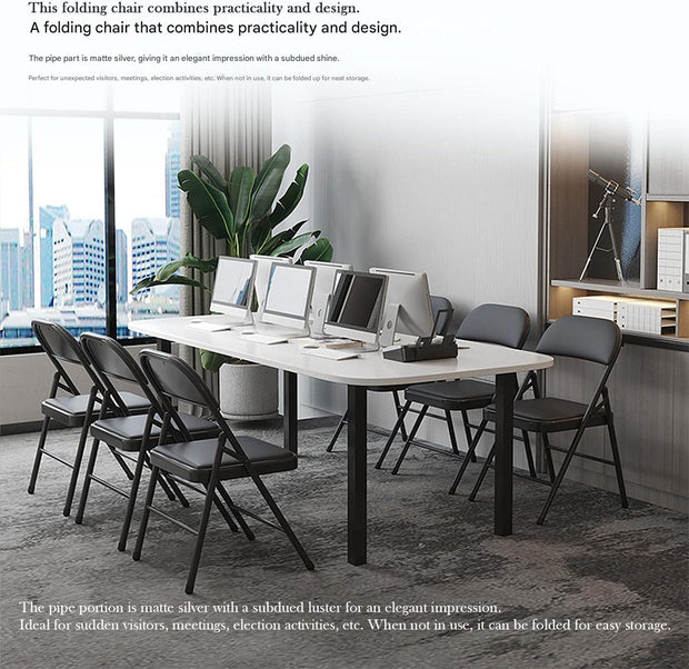 Klapstoel - Vouwstoel - Eettafelstoelen - Set van 4 - Opklapbare Stoelen - Draagbare - Makkelijk  Opbergbare - met Metalen Frame - voor Binnen - Buiten - Kantoor - Kamperen - Vinyl - 46 x 46 x 75 cm - Zwart