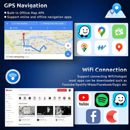 【2+64G】Podofo Android-autoradio 1Din met 7'' touchscreen Automatisch scherm Draadloos Carplay/Android Auto Bluetooth 5.1 FM/RDS 2USB/MIC/Type c/AUX/Stuurbediening met AHD achteruitrijcamera