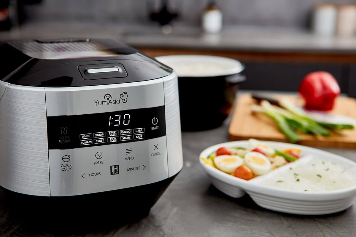 Rijstkoker – Multicooker – Stoomkoker – Slowcooker – Metallic Zilver – Inductieverwarming (IH) – 7 Rijstprogramma’s