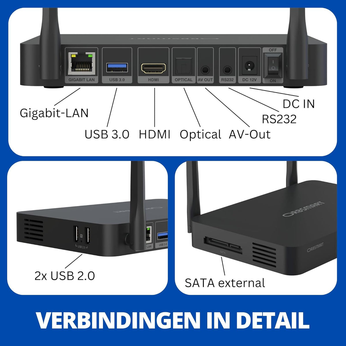 Orbsmart R82 High-End 4K UHD Mediaspeler voor Thuisbioscoop | Video HDR10+ & DV, Audio HD & DTS:X Passthrough | Volledige ISO Blu-ray/MKV Menu Ondersteuning via NAS/HDD | WiFi 6, Gigabit LAN, SATA