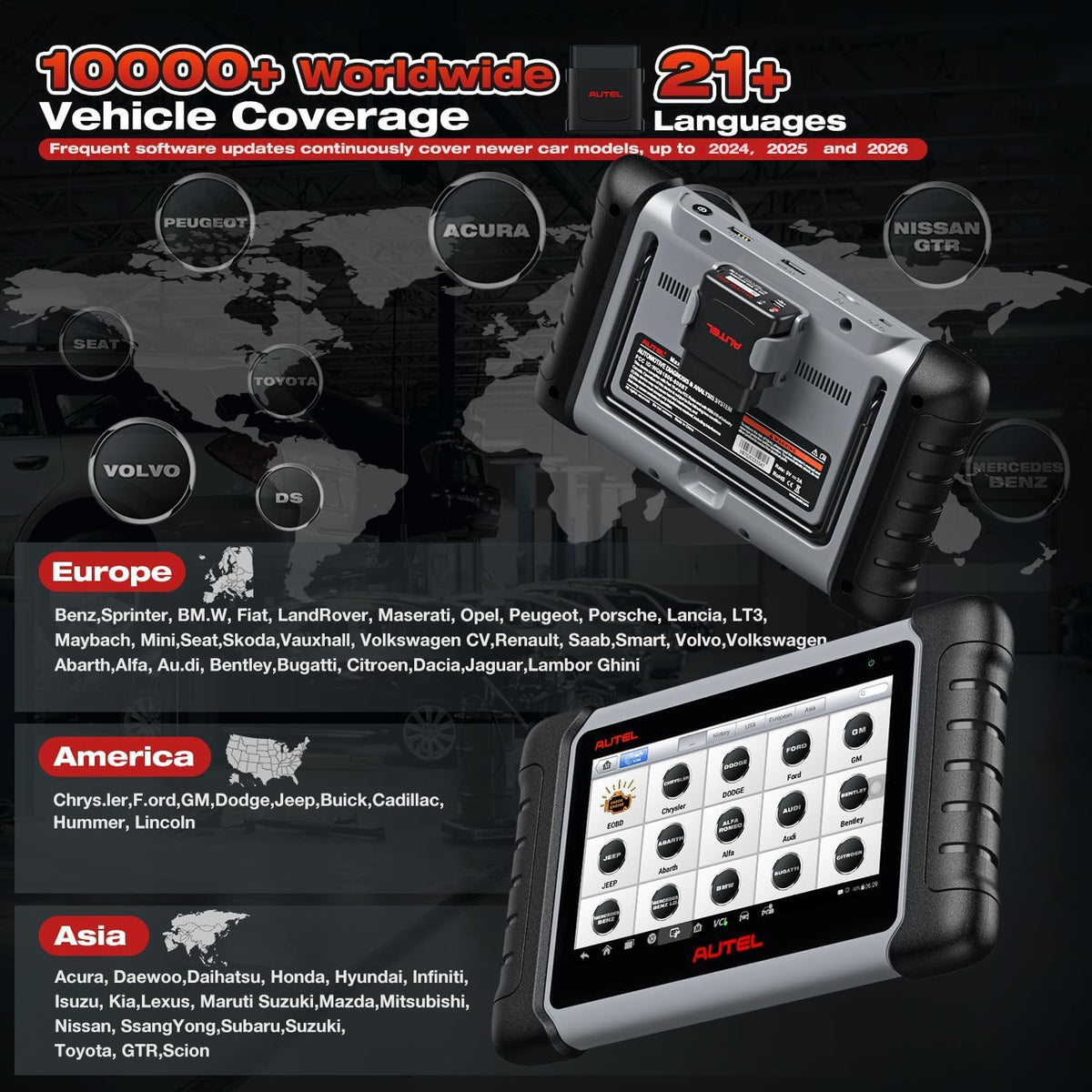 Autel MaxiCOM MK808BT PRO OBD2 Diagnosetool Auto, 2025 Draadloze Ver van MK808S/ MK808/ MX808S, Bidirectioneel zoals MK900/ MK900BT/ MK808BT, Diagnose Alle Systemen, 28+ Services, Compatibel met BT506
