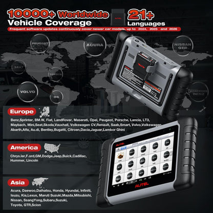 Autel MaxiCOM MK808BT PRO OBD2 Diagnosetool Auto, 2025 Draadloze Ver van MK808S/ MK808/ MX808S, Bidirectioneel zoals MK900/ MK900BT/ MK808BT, Diagnose Alle Systemen, 28+ Services, Compatibel met BT506