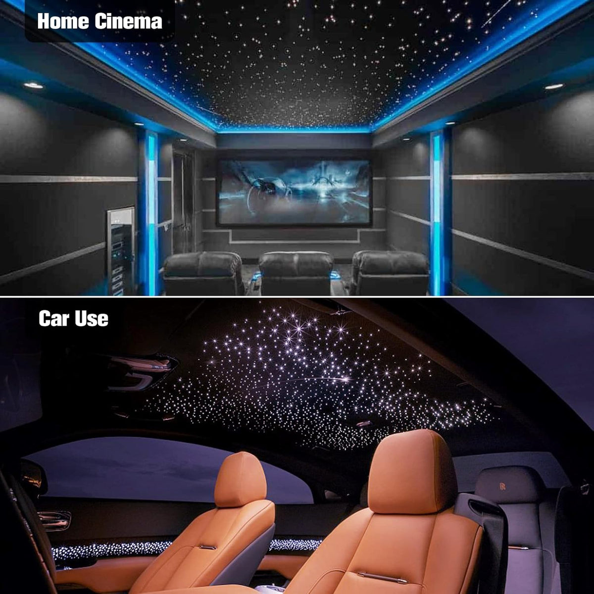 CHINLY Twinkle Sterrenhemel auto glasvezel licht voor auto/plafond, 16 W Twinkle 550 stuks x 0,75 mm x 3 m Bluetooth RGBW APP/Remote LED Fiber Optic Star plafondverlichting kit