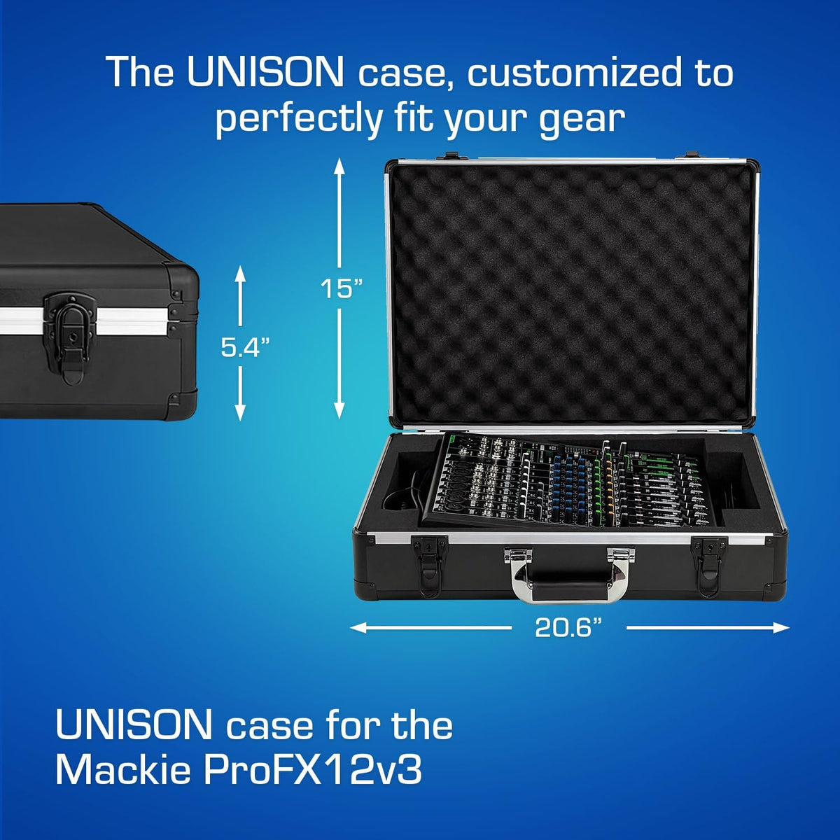 UNISON Tas voor Mackie ProFX12v3, beschermhoes (Hoogwaardige transportkoffer, met op maat gestanst schuim, lichtgewicht en robuust ontwerp, metalen sluitingen, ergonomische rubberen handgreep)
