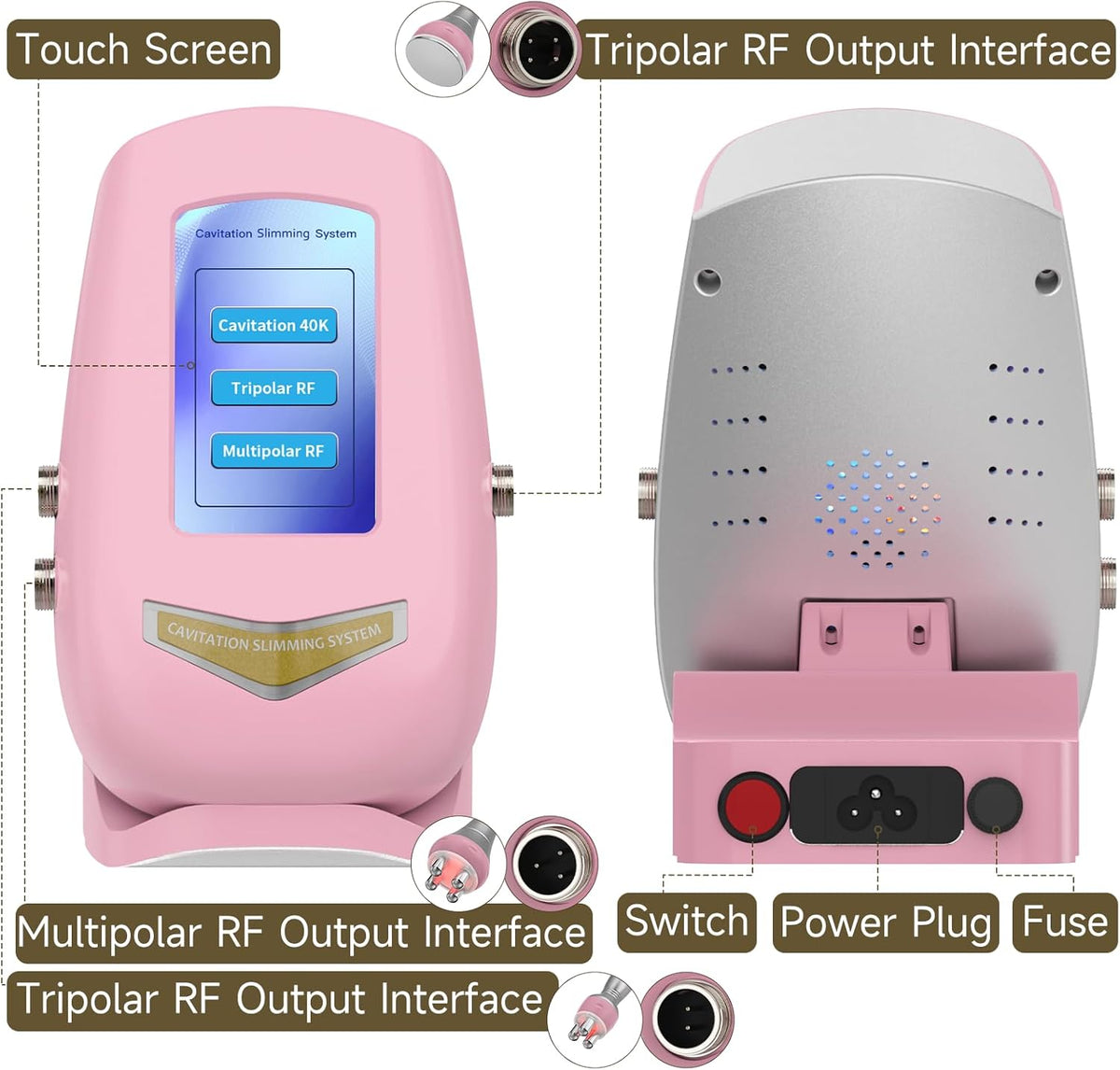 Radiofrequentie-Massageapparaat Voor Gezicht En Lichaam – Afslankapparaat – Cavitatiemachine – Vacuümmassageapparaat – Lichaamsmassageapparaat – 3-In-1 Met Radiofrequentie, Cavitatie En Vacuüm – 4 Energieniveaus En 10 Intensiteiten