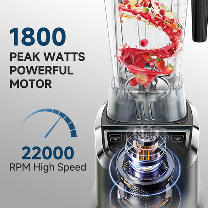 AMZCHEF 2-in-1 blender met twee mixcontainers - krachtige mixer 1800 W