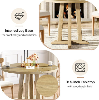 Ronde Eettafel – Eetkamertafel – Dining Table – Houten Eettafel – Kleine Keuken Tafel – Compact 80 cm Diameter – Duurzaam MDF Met Houtfineer