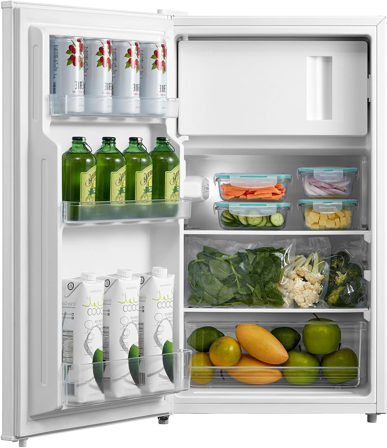 Comfee RCD80WH3(E) Fridge with Freezer Compartment, 80 Litres, Small Refrigerator, Fruit and Vegetable Compartment, 84.5 cm Height, 47.5 cm Width, 110 kWh/Year, Adjustable Temperature Control, Adjustable Legs, White - QUORE