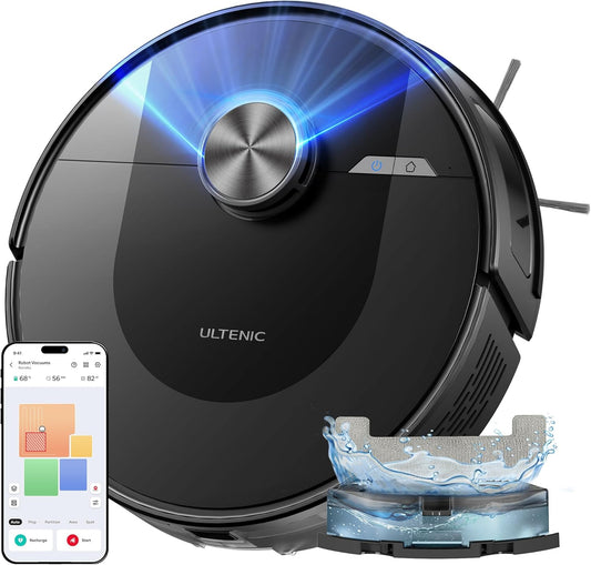 Ultenic D10 Robotstofzuiger Met Laser | 5000 Pa + HEPA H12 | Tapijtreiniging | App/Alexa | 120 Minuten Autonomie