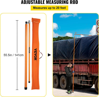 VEVOR Load Height Measuring Stick, 20' Sturdy Fiberglass Truck Height Stick with Adjustable Pole, Non-Conductive Truck Height Measuring Stick with Carry Bag, Height Stick for Trucks, Car Transporters