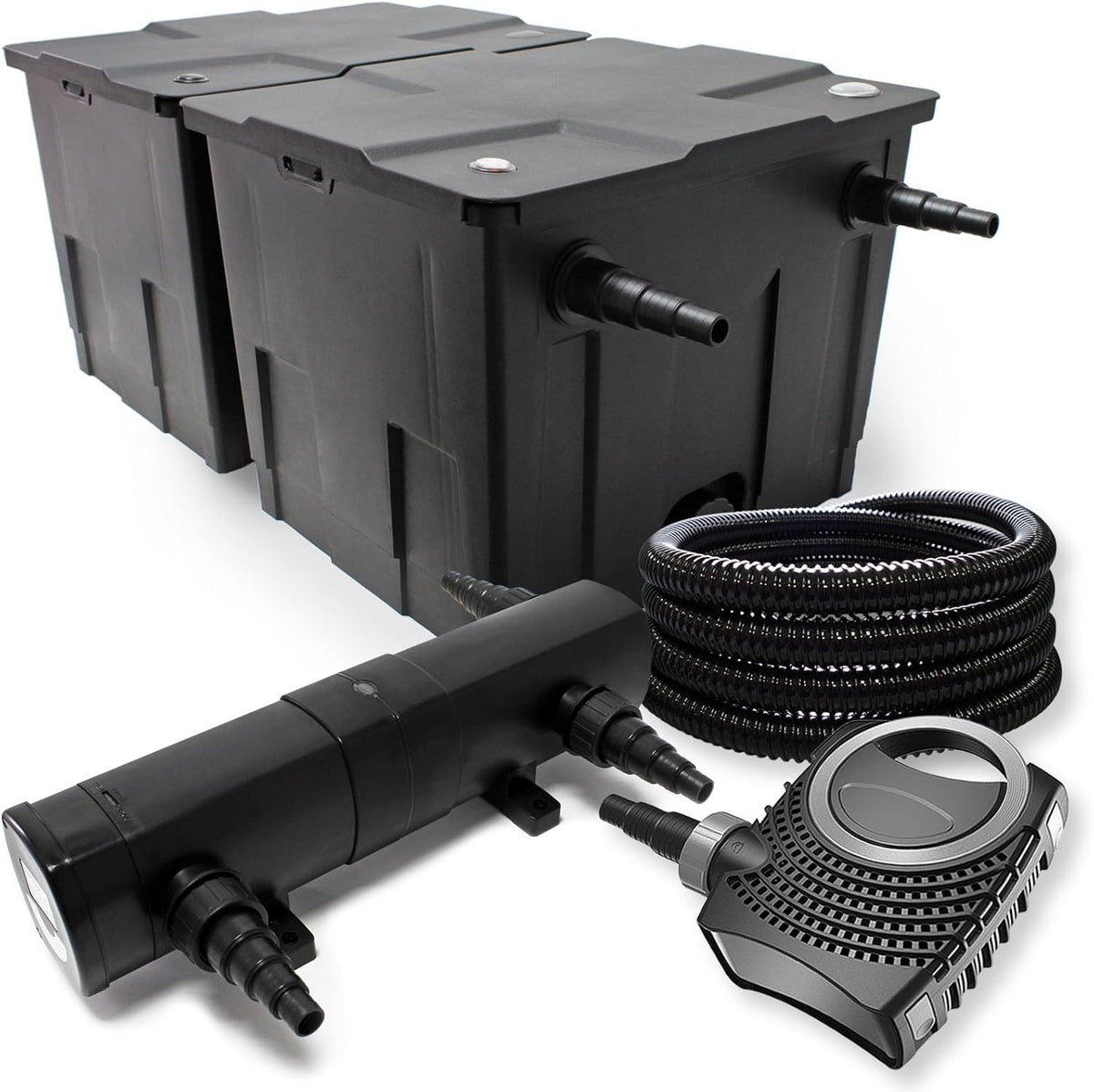 Filterset bio-vijverfilter 60.000l, UVC-zuiveraar 24W, pomp 80W en slang 25m