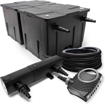 Filterset bio-vijverfilter 60.000l, UVC-zuiveraar 24W, pomp 80W en slang 25m