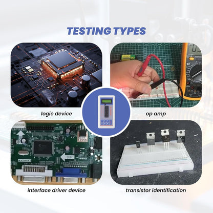 TSH‑06F Geïntegreerde Circuittester, IC-transistormeter Met 5V 3,3V AUTO-modi Gebruiksvriendelijke Transistormeter Voor Micro-elektronica-ingenieurs(Met klemmen)
