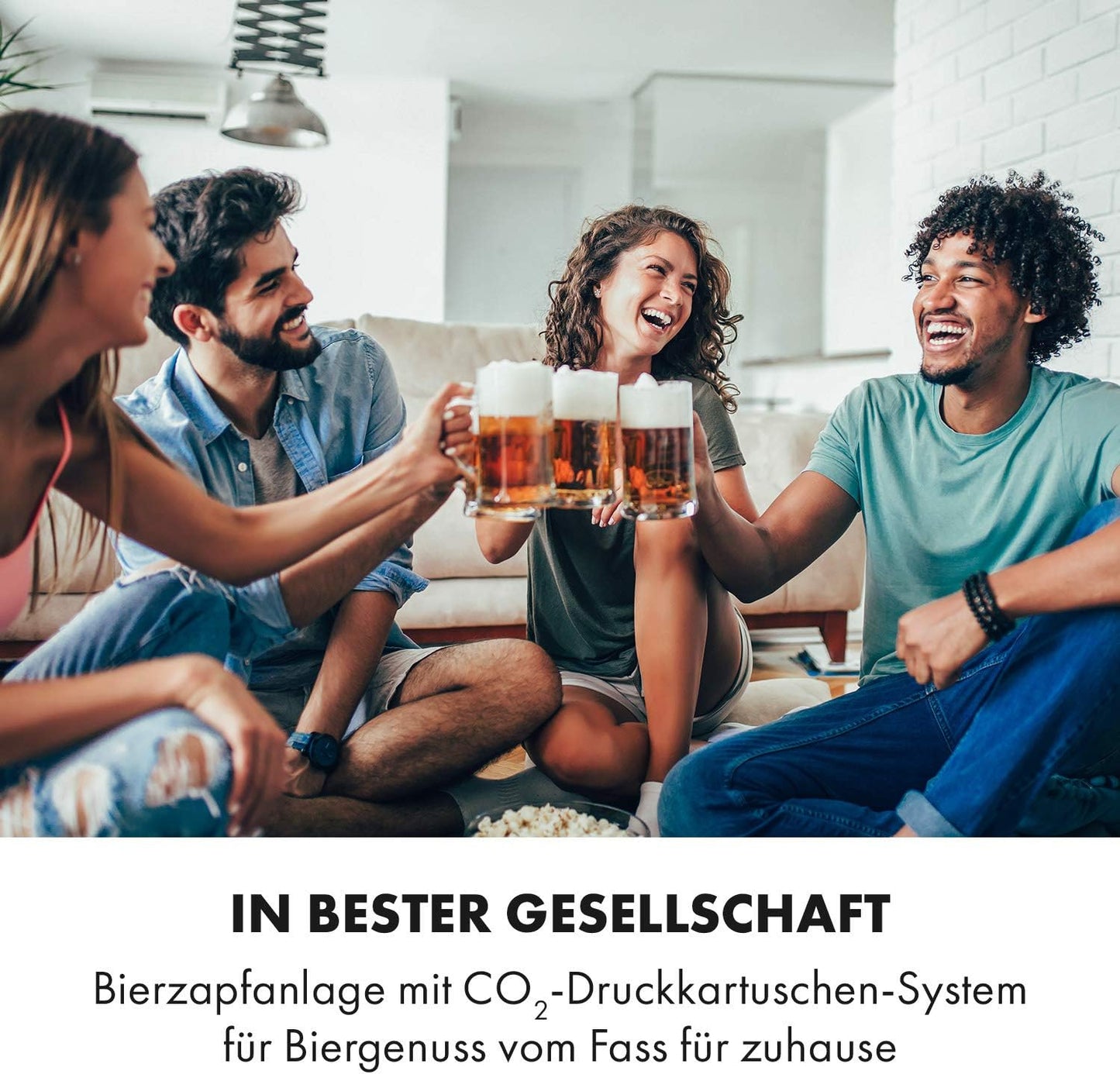 Klarstein Beerkules bierdispenser bierkoeler - voor alle 5 l fusten met en zonder uitgiftesysteem, drukmedium: CO2, incl. 3 patronen, compressiekoeling: koeltemperaturen van 2-12 ° C, zilverzwart