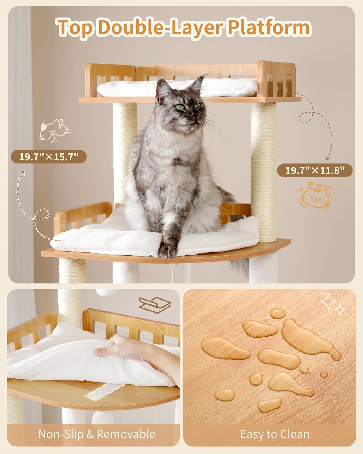 Krabpaal – Kattenboom – Krabmeubel – Klimpaal – Kattenmeubel – Walnootkleur – Duurzaam Sisal – Stabiel Ontwerp - QUORE