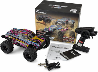 Amewi Hyper GO Monstertruck brushless 45 km/h 4WD 1:16 RTR blauw/rood RC afstandsbediening