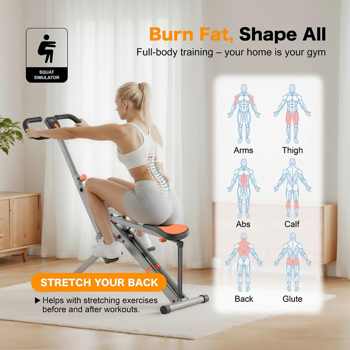 Niceday Squat Machine for Home, Squat Trainer, Core Training Device, Foldable Fitness Device, Butt and Leg Trainer for Cardio and Strength Training - QUORE