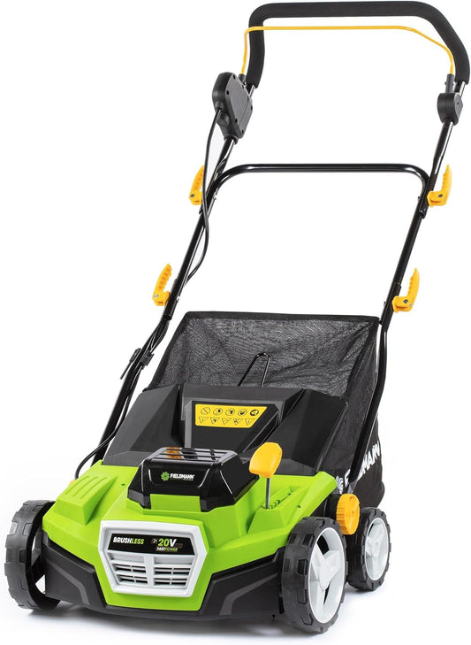 Verticuteermachine – Elektrische Gazonschraper – Mosverwijderaar – Gazonbeluchter – Accu Verticuteerder – Borstelloze Motor – Werkbreedte 38 cm met 16 Messen – 5 Instelbare Dieptes en Ergonomische Handgreep