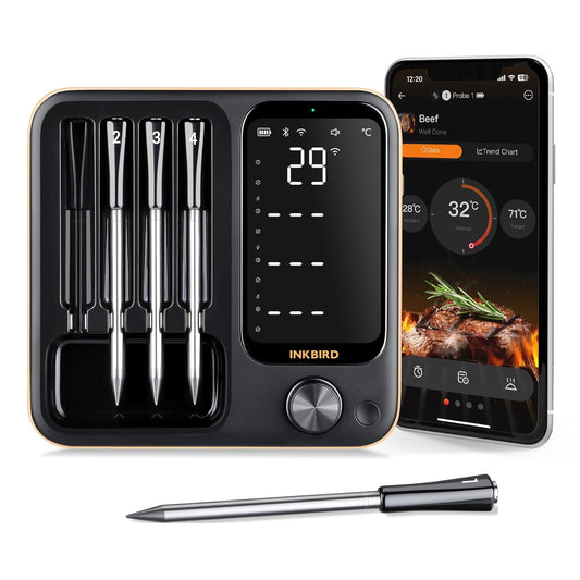 INKBIRD Wireless Meat Thermometer with 4 Probes for Oven,Kitchen,Barbecue,WiFi Bluetooth BBQ Thermometer with APP,Waterproof