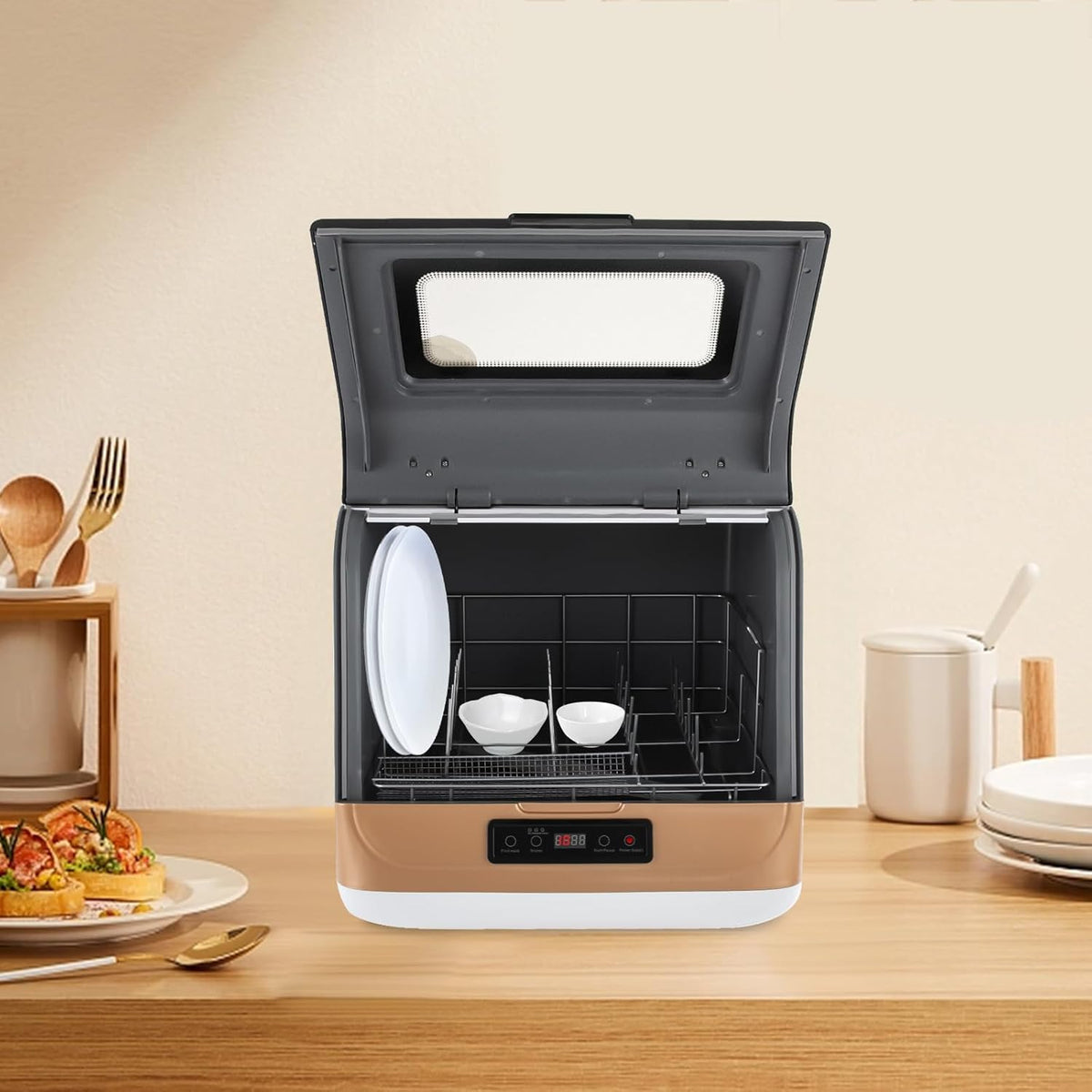 Multifunctional table-dishwasher gold modern rectangular PP ABS stainless steel touch control 800W