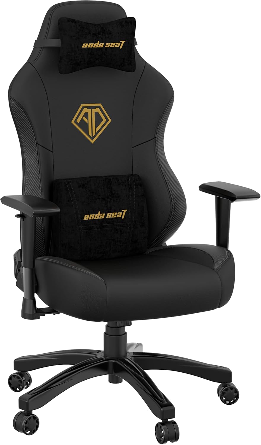 Anda Seat Phantom 3 Gamingstoel, ergonomische bureaustoelen, liggende videogame-gamestoel, nek- en lendenrugsteun - grote premium zwarte pvc-lederen gamingstoel voor volwassenen
