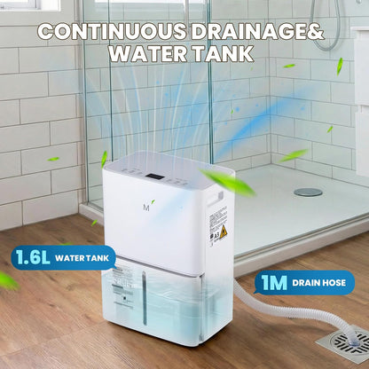 Mxmoonant Luchtontvochtiger 15 l/24h, grootte van de ruimte ca. 120m³ (40 m²), led-display met app, automatische ontvochtiging, timer, afvoerslang