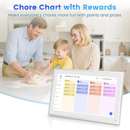 Digital Calendar, 15.6 Inch Smart Calendar & Chore Chart, 1920x1080 IPS Touchscreen Display for Family Schedule, Sync Schedules & Share Moments via App from Anywhere - Wall Mounted & Tabletop