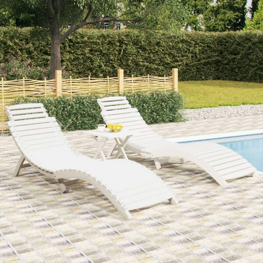 vidaXL Sunbeds 2 pcs 184x55x64 cm solid acacia wood white - QUORE