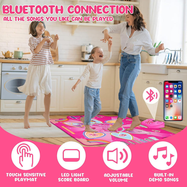 Interactieve Dansmat - Muziekspel - Muziekmat - Dansmat voor Meisjes - Kindereneren - Muziek en Dansspel - met Bluetooth - voor Meisjes vanaf 4-12 jaar - voor Buiten - Binnen