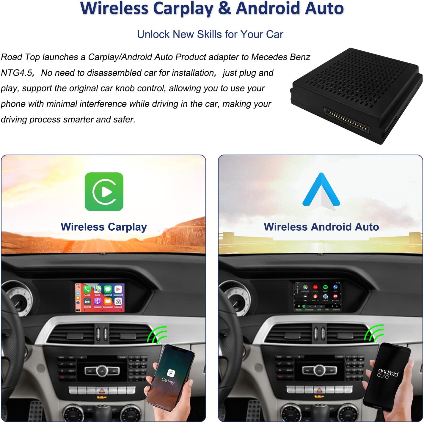 Carplay Adapter Mercedes – Draadloze Adapter – Android Auto Interface – Multimedia Adapter – Smart Connect – Plug & Play Installatie – Bluetooth & Camera Ondersteuning