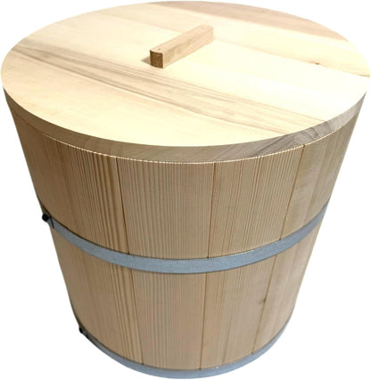 Wooden World – Ecologische Houten Fermentatie-emmer/Vat met 2 Deksel – Voor het Zuren van Kool, Augurken, Opslag of Sauna – Natuurlijk Hout – 25 Liter