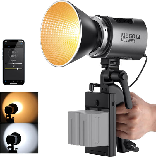 LED Videolamp – Videolicht – Studiolicht – Continu Licht – COB Lamp – 65W Bi-Color 2700K-6500K – 2,4G/App Besturing
