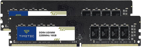 Timetec 32GB KIT(2x16GB) DDR4 3200MHz PC4-25600 CL16 1,35V niet-ECC niet-gebufferd Ontworpen voor gaming en grafisch Compatibel met AMD en Intel Desktop PC Computer geheugenmodule upgrade