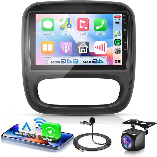 4G+64G Car Radio Android 15 for Renault Trafic/Fiat Talento/Opel Vivaro/Nissan NV300, 9 Inch HD Touch Screen Car Radio with Wireless Carplay Android Car GPS WiFi USB Bluetooth FM RDS Camera - QUORE