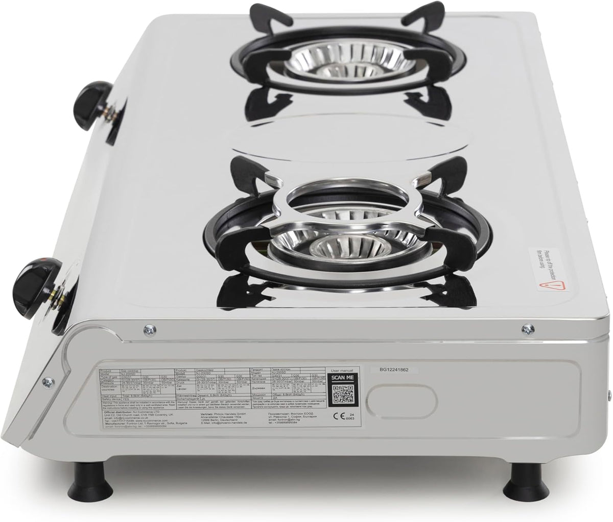 NJ-200SD Indoor Gasfornuis - 2 Brander Draagbaar Gaskookplaat LPG Fornuis 8.8kW