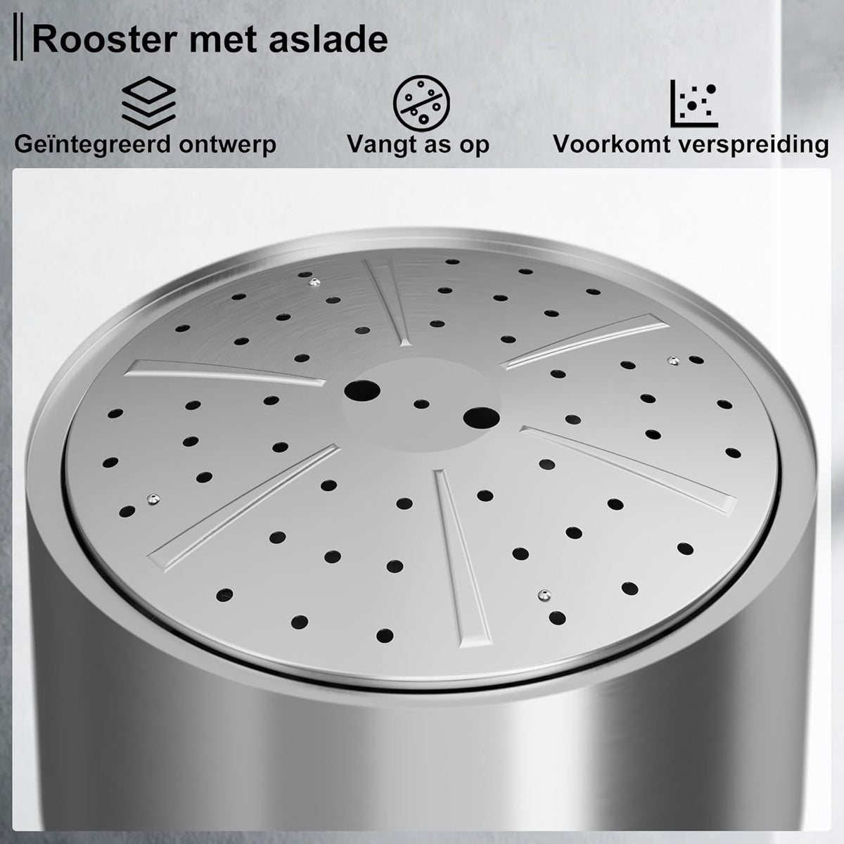 Rookloze Vuurschaal met Afneembare Aslade, Vuurschalen voor Houtverbranding in de Tuin, Draagbare Camping Vuurkorf, Roestvrij Staal, Waterdichte Tas & Vuurpook Inclusief, 50x38 cm, Zilver