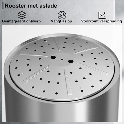 Rookloze Vuurschaal met Afneembare Aslade, Vuurschalen voor Houtverbranding in de Tuin, Draagbare Camping Vuurkorf, Roestvrij Staal, Waterdichte Tas & Vuurpook Inclusief, 50x38 cm, Zilver