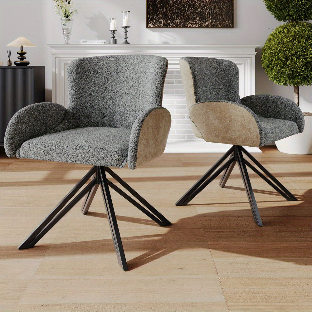 Draaistoel – Bureaustoel – Eetkamerstoel – Make-up Stoel – Fauteuil – Grijs Velours – 360° Draaibaar – Memory Foam Zitting
