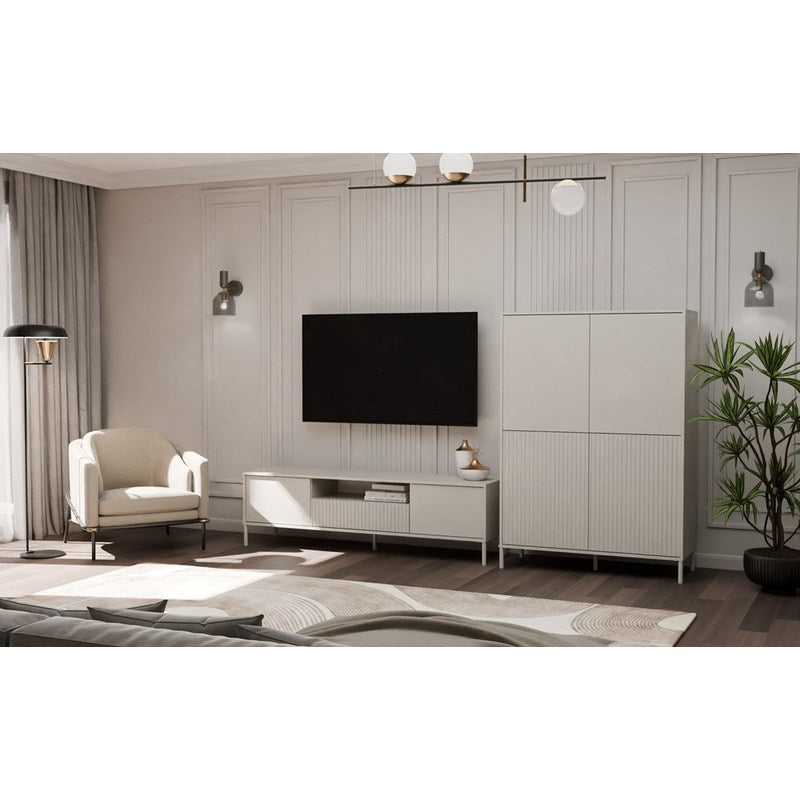 Kast – Opbergkast – Dressoir – Kastenmeubel – Slanke Kast 103,5 cm – Cashmere Kleur – TIP-ON Deuren – Handgreeploos Openen
