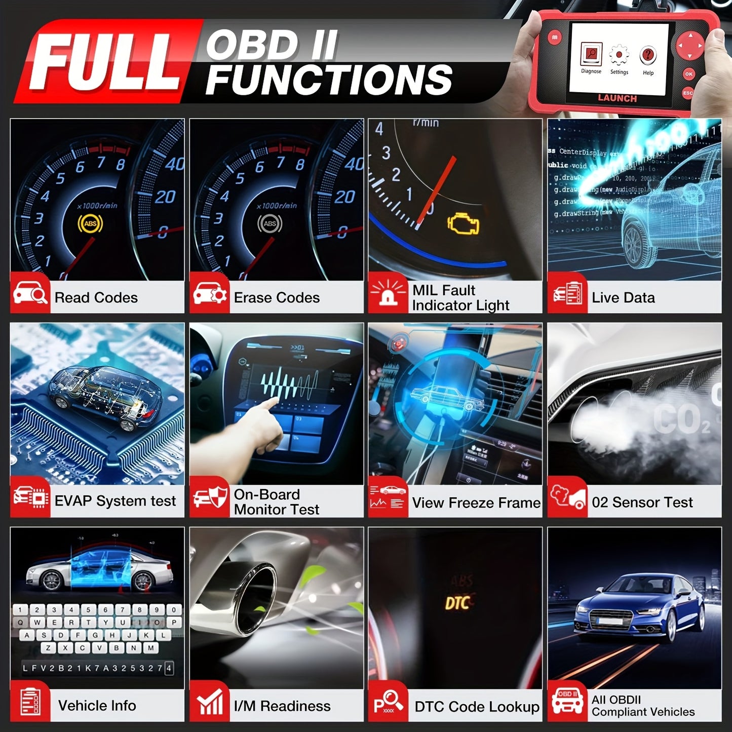 OBD2 Uitlezer – OBD2 Scanner – Auto Diagnose Tool – Foutcode Uitlezer – Motorstoringen Uitlezen – 5-Inch Touchscreen – Wifi Updates