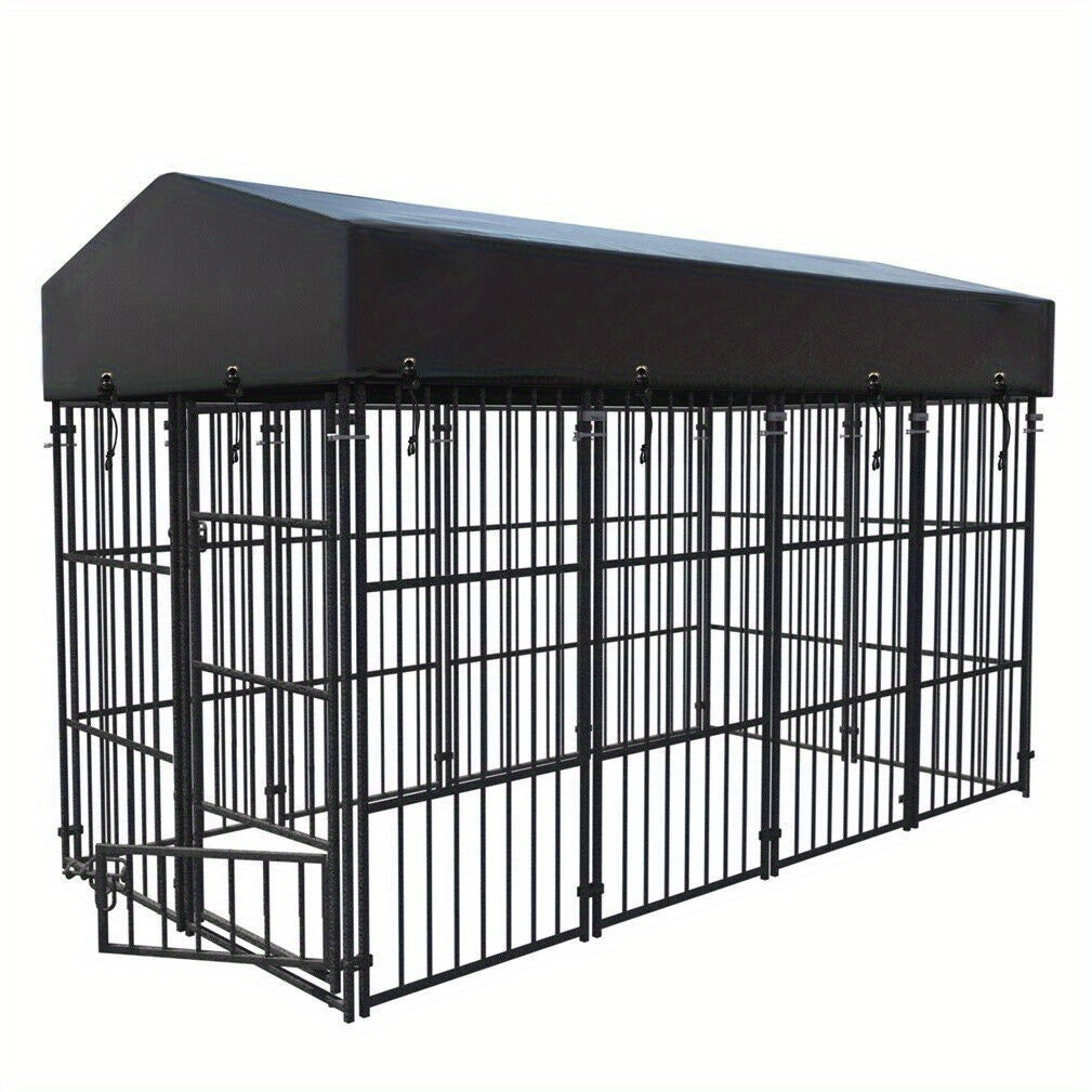 Hondenkennel XXL – Hondenren – Hondenhok – Dierenkooi – Hondenbench – Zwaar Metaal – UV-Resistente Waterdichte Overkapping – 127x120x165cm